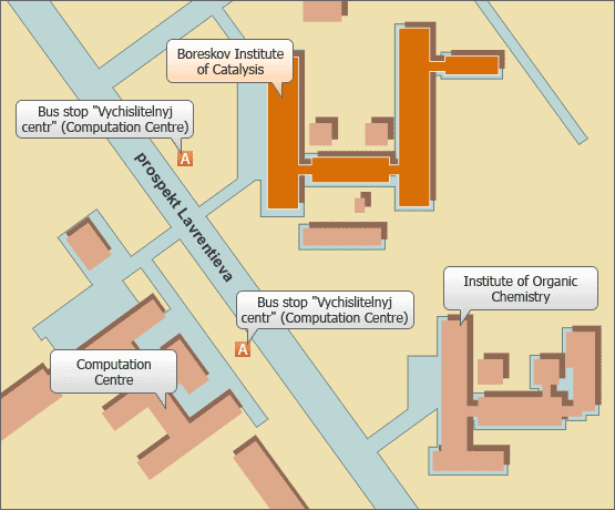 The map of location of Boreskov Institute of catalysis The map of location of Boreskov Institute of catalysis